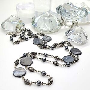 $64 Brighton "Utopia" Shell, Pearl Stations, & Swarovski Crystal Beads Long Nk!